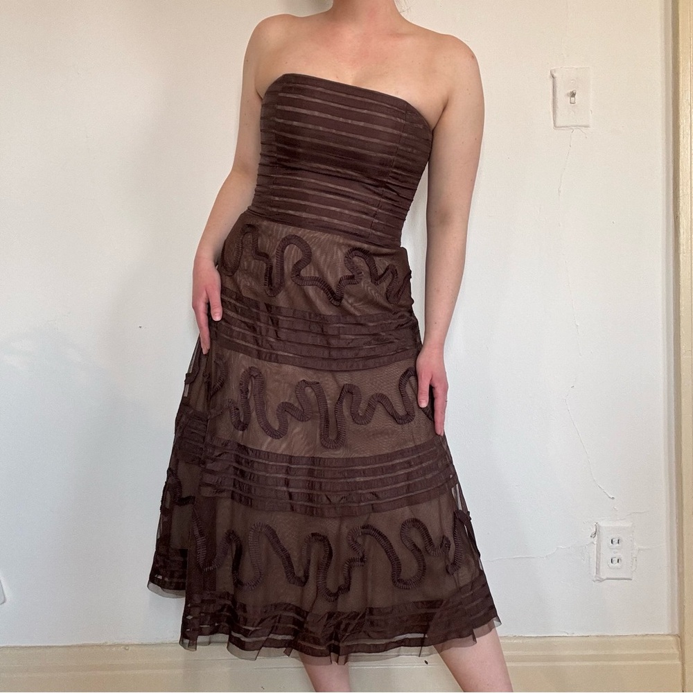 BCBG Max Azria Brown Prom Dress - Picture 3 of 11